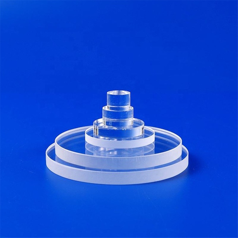 Transparente runde Platte aus 99,99 % reinem Quarz