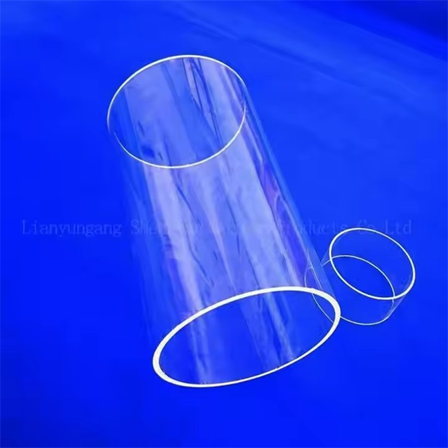 Cylindre transparent poli de grand diamètre avec tubes en quartz à extrémités ouvertes