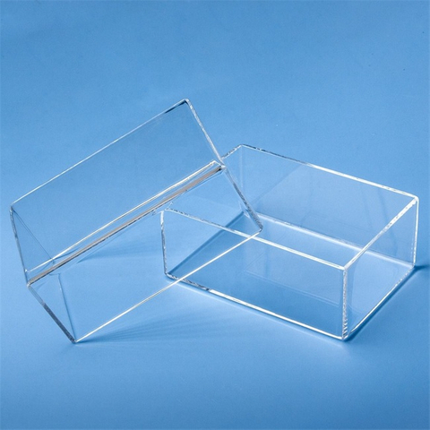 Récipient de quartz cylindrique carré transparent