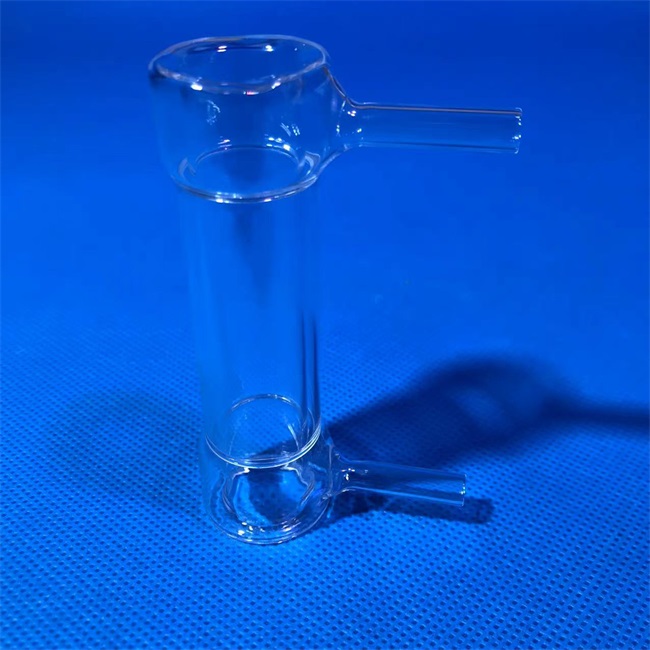 Double Layer Transparent Shunt Quartz Glass Tube