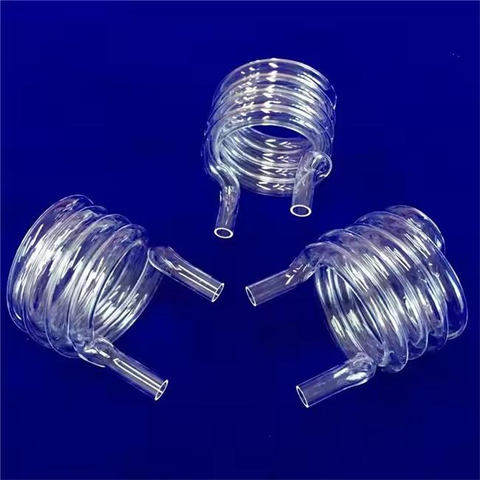أنبوب كوارتز حلزوني شفاف مقاوم لدرجات الحرارة العالية