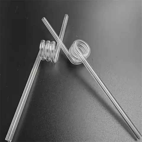 Tubo de vidro de quartzo transparente em espiral dupla