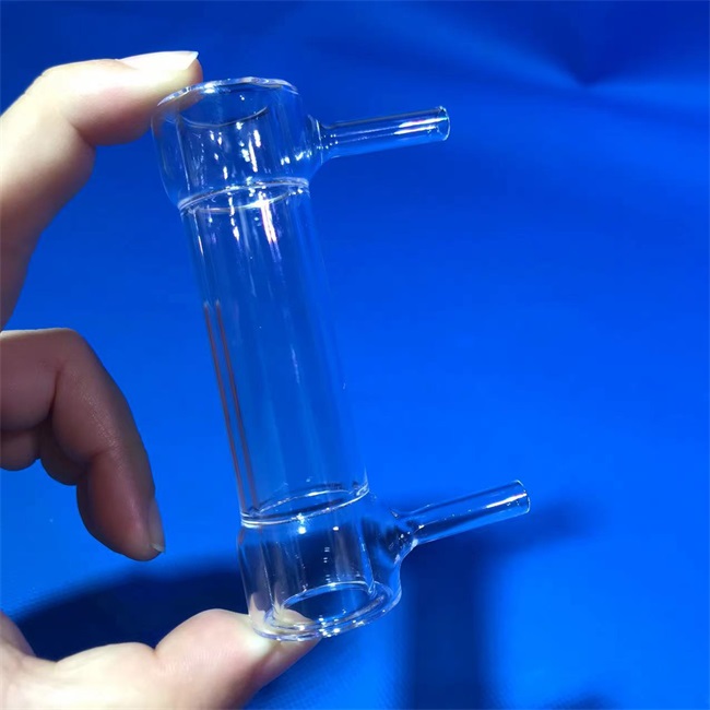 Laboratory Double Layer Transparent Shunt Quartz Glass Tube