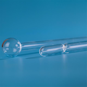 Tubo de cuarzo transparente con un extremo cerrado.