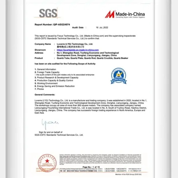 Certificat SGS