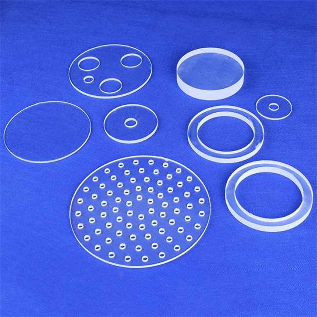 Disque en verre de quartz transparent forage