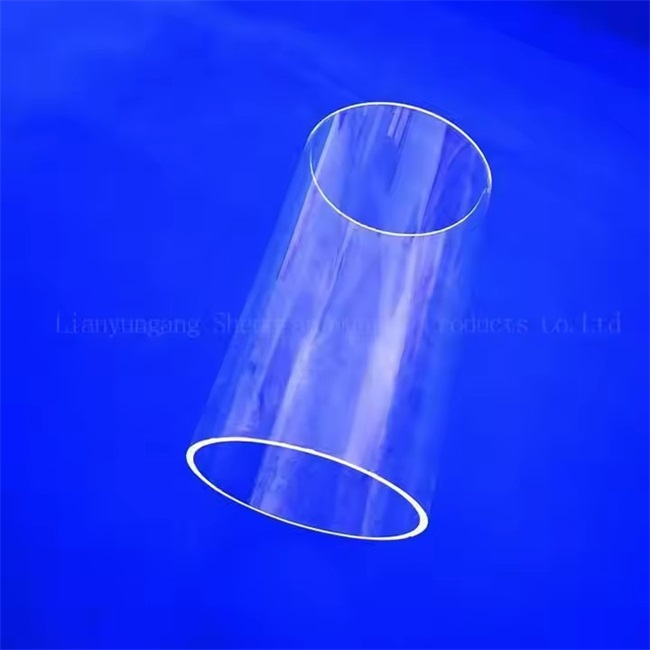 Cylindre transparent poli de grand diamètre avec tube de quartz à extrémités ouvertes