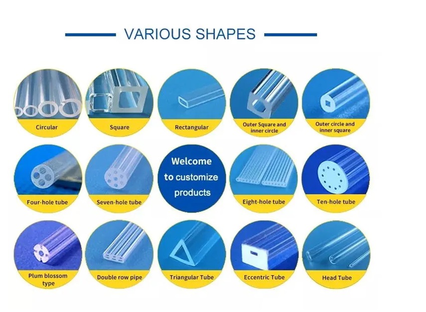 Verre de quartz de différentes formes