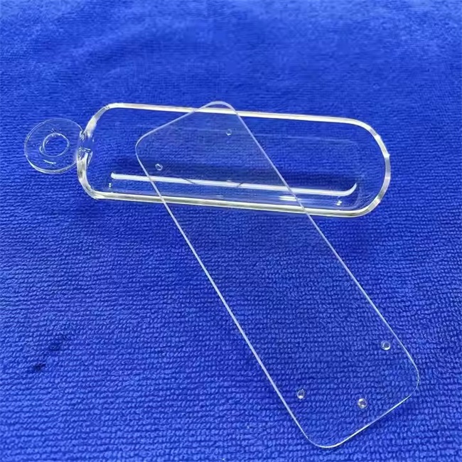 Bateau en quartz de laboratoire transparent avec poignée