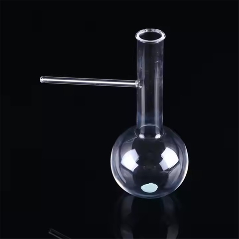 Bouteille de distillation en quartz transparent avec tube latéral