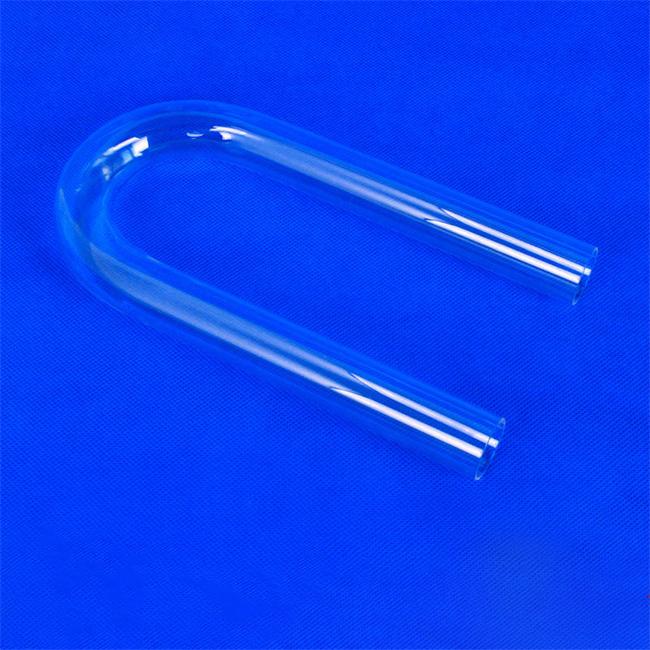 Transparent polished U-shaped fused silica tube